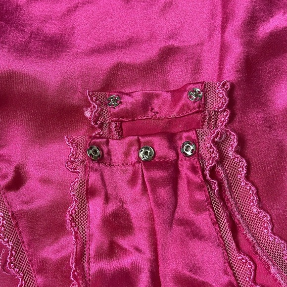 Vintage gold label Victoria's Secret hot Pink Chemise Satin teddy bodysuit - Picture 6 of 11